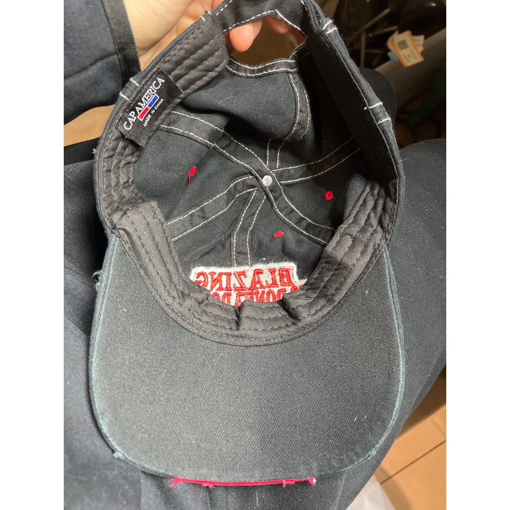 Blazing Badonkadones Embroidered Baseball Hat Black Red Distressed Strapback Cap - Picture 5 of 5